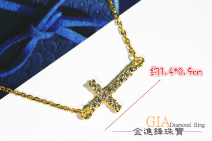 許願十字鋯石 黃金項鍊 金飾項鍊 純金項鍊 重0.93錢 G016852：圖片 2