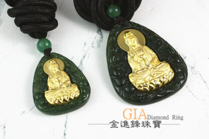 淨瓶觀音黃金台灣玉墬子保平安 黃金墬飾 G023400：圖片 3