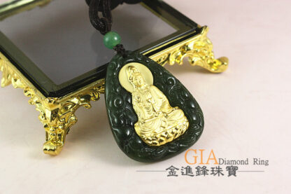 淨瓶觀音黃金台灣玉墬子保平安 黃金墬飾 G023400：圖片 5