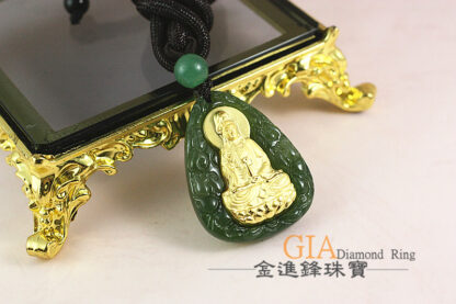 淨瓶觀音黃金台灣玉墬子保平安 黃金墬飾 G023400：圖片 6