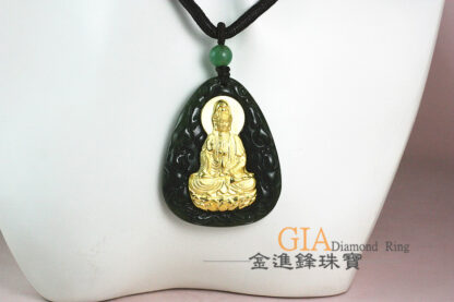 淨瓶觀音黃金台灣玉墬子保平安 黃金墬飾 G023400：圖片 8