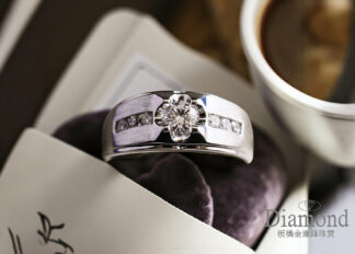 30分 18K 寬版鑽石男戒(空台)  ZR109015