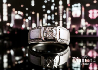 50分 18K 寬版鑽石男戒(空台)  ZR706004