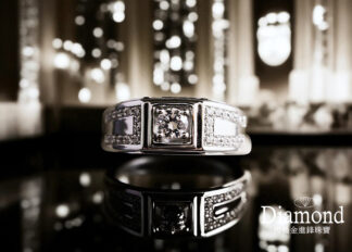 30分 18K 寬版鑽石男戒(空台)  ZR753008