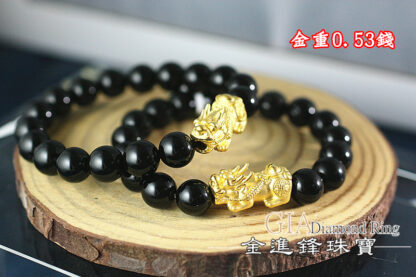 元寶招財貔貅黃金串珠 重0.53錢 G021052