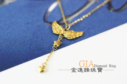 翅膀星星愛心黃金項鍊 重1.07錢 G022837：圖片 3