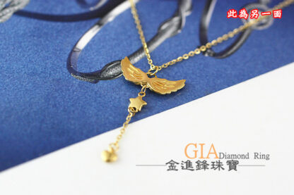 翅膀星星愛心黃金項鍊 重1.07錢 G022837：圖片 4