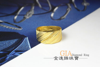 斜紋鑽沙黃金男戒 2.84錢 G023494：圖片 3