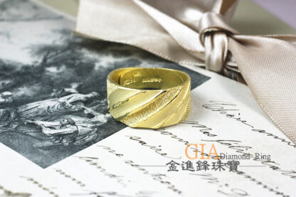 斜紋鑽沙黃金男戒 2.84錢 G023494：圖片 4