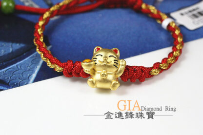 招財貓黃金編織手鍊 重0.26錢 G023599：圖片 3