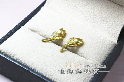 鬱金香黃金耳環 重0.63錢 G021020：圖片 4