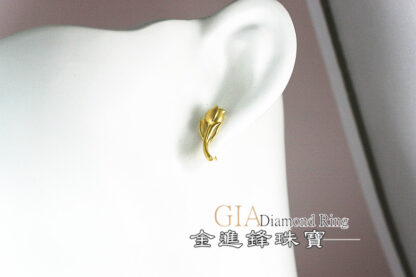 鬱金香黃金耳環 重0.63錢 G021020：圖片 5