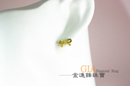 鑽沙蝴蝶結黃金耳環 重0.29錢 G023707：圖片 7