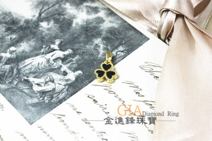黑曜石幸運草黃金墜飾 重0.36錢 G023733：圖片 3