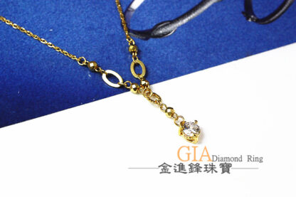 鑽石蹦迪珠黃金項鍊 重0.86錢 G023750：圖片 3
