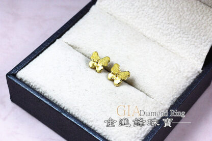 鑽砂蝴蝶黃金耳環 重0.38錢 G023710：圖片 4
