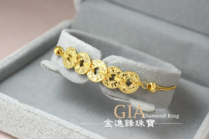 碎冰古錢黃金手鍊 重1.77錢 G023903：圖片 5