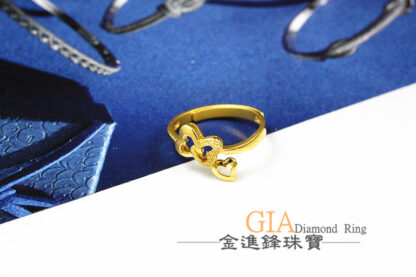 蝴蝶結愛心黃金女戒 重0.75錢 G02393：圖片 3