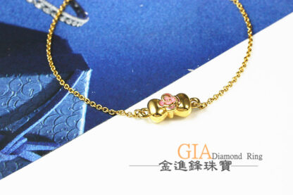 粉紅蝴蝶結黃金手鍊 重0.64錢 G023942：圖片 3