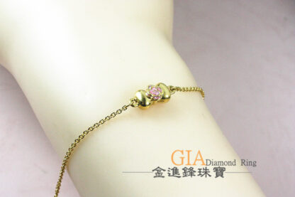 粉紅蝴蝶結黃金手鍊 重0.64錢 G023942：圖片 6