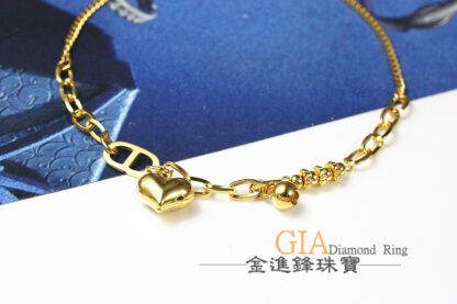 愛心日字黃金手鍊 重1.13錢 G023940：圖片 3