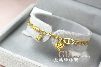 愛心日字黃金手鍊 重1.13錢 G023940：圖片 4