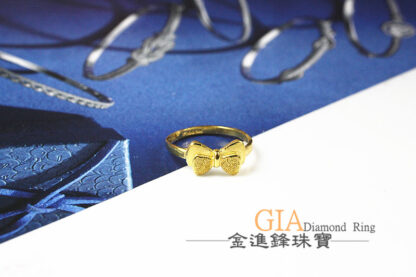 鑽砂蝴蝶結黃金戒指 重0.71錢 G024006：圖片 3