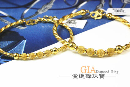 麻花鑽砂金球黃金手環 重3.41錢 G024030：圖片 3