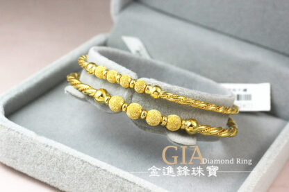 麻花鑽砂金球黃金手環 重3.41錢 G024030：圖片 4