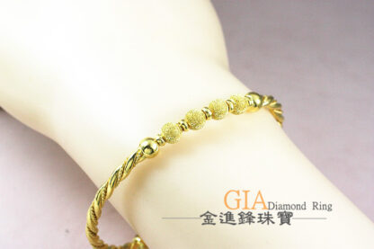 麻花鑽砂金球黃金手環 重3.41錢 G024030：圖片 5