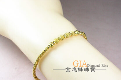 麻花鑽砂金球黃金手環 重3.41錢 G024030：圖片 6