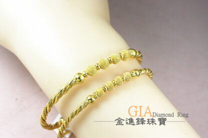 麻花鑽砂金球黃金手環 重3.41錢 G024030：圖片 7