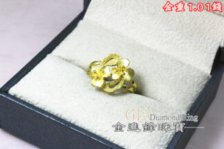 鑽沙雙花兒黃金戒指 重1.01錢 G025900