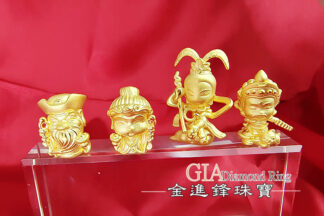 土地公 土地婆 三太子 武財神 黃金擺件 重1.35~1.89錢 G027829~G027832